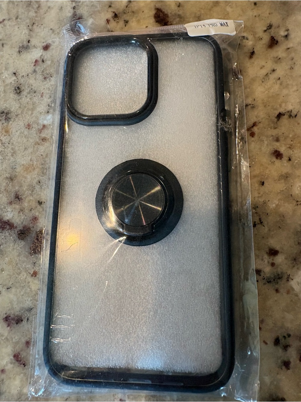 Black and Frosted Clear Phone Case with Ring Grip iPhone 14 Pro Max